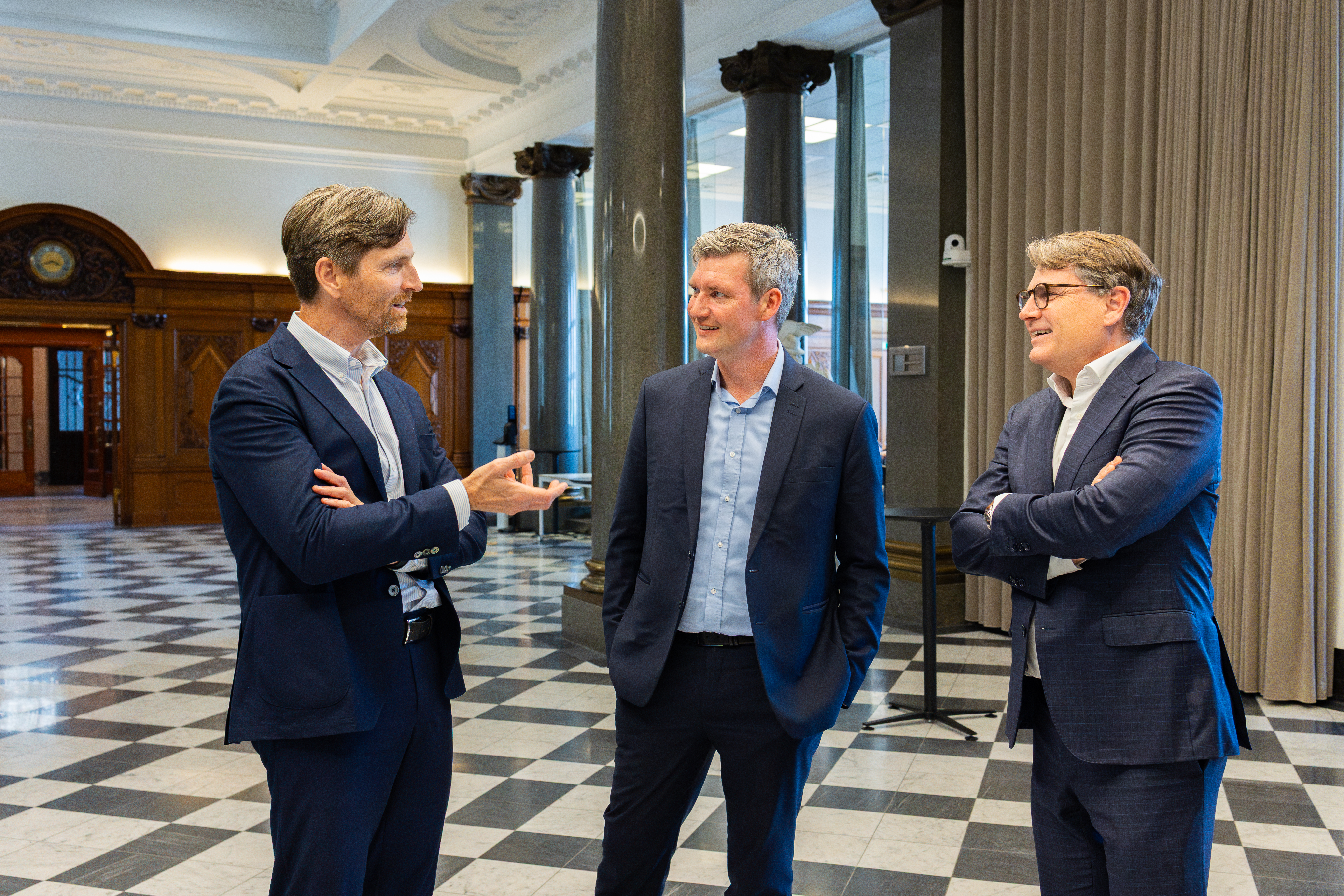 PFA’s CEO, Ole Krogh, together with Mads Samsing, President of HK, and Brian Mikkelsen, CEO of the Danish Chamber of Commerce.
